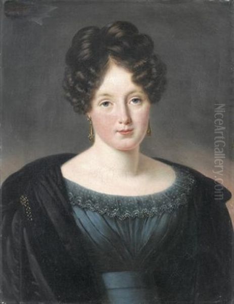 Portrait De Fanny-augusta Hunt Oil Painting by Jean Joseph Vaudechamp