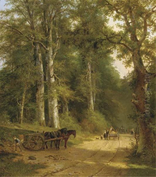 Friendly Encounters On A Sandy Track Oil Painting by Frans Arnold Breuhaus de Groot