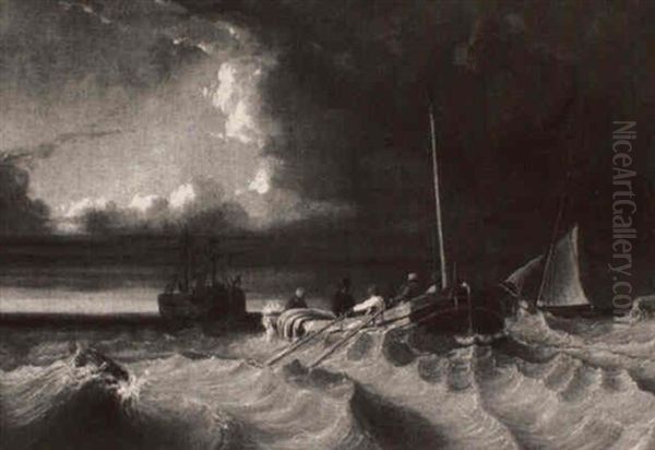 Marine Scene Oil Painting by Alphonse de Vauquelin