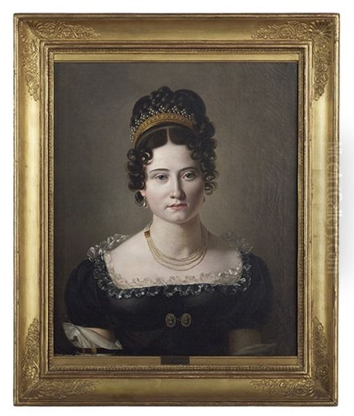 Portrait Of A Woman In A Tiara by Jules Antoine Vauthier