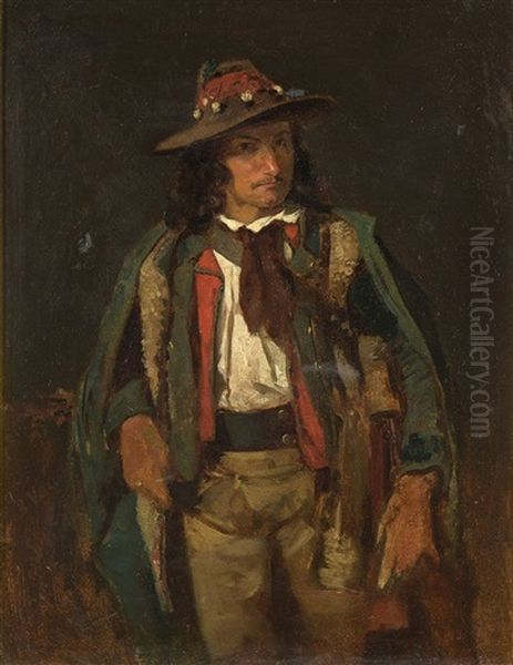 Studie Eines Italienischen Briganten Oil Painting by Marc Louis Benjamin Vautier the Elder