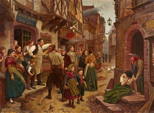 The Apprehended Thief Oil Painting by Marc Louis Benjamin Vautier the Elder