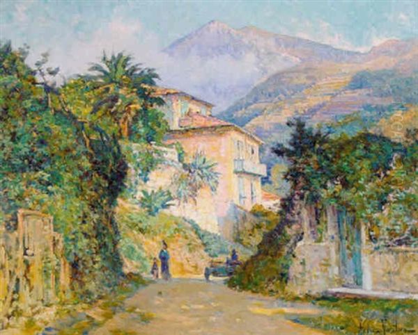 Le Chemin D L'annonciate A Menton, Cote D'azur Oil Painting by Andre Vautier