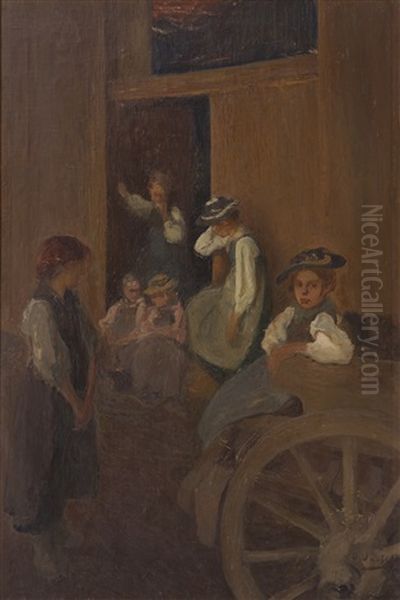 Scene Valaisanne Oil Painting by Otto Vautier