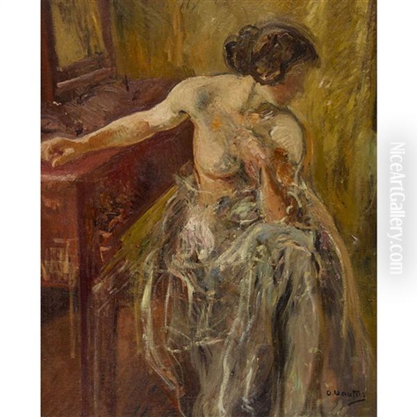 Femme A La Coiffeuse Oil Painting by Otto Vautier