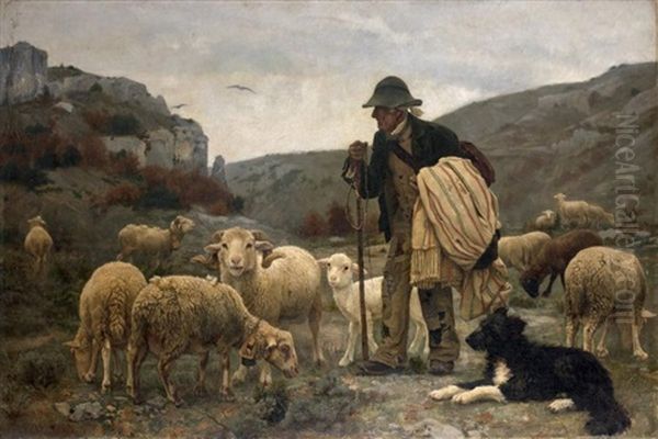 Berger Et Ses Moutons Oil Painting by Paul Vayson