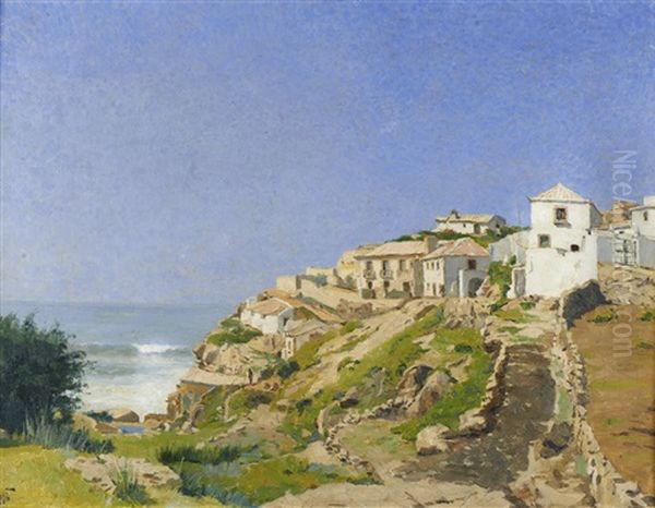 Paisagem - Azenhas Do Mar Oil Painting by Joao Jose Vaz