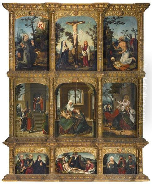 An Altarpiece With Scenes From The Life Of The Virgin Oil Painting by Antonio Vazquez