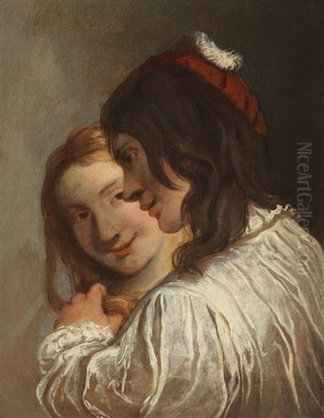 A Young Couple Oil Painting by Pietro della Vecchia