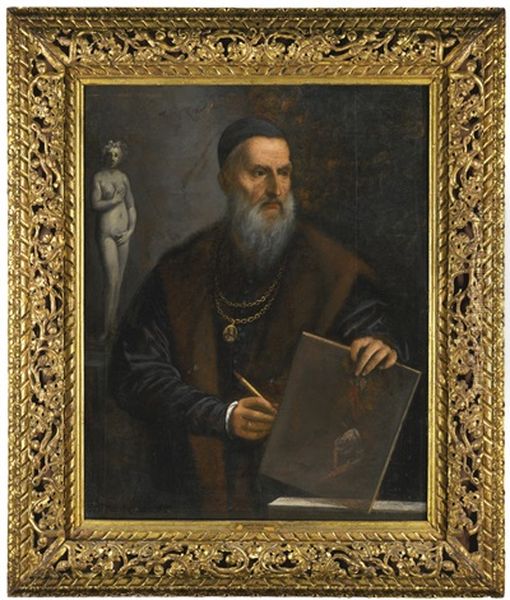 Portrait Of Titian, Half-length Oil Painting by Pietro della Vecchia