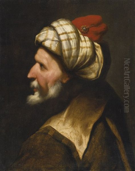 Profile Of A Barbary Pirate, Traditionally Identified As Barbarossa Oil Painting by Pietro della Vecchia