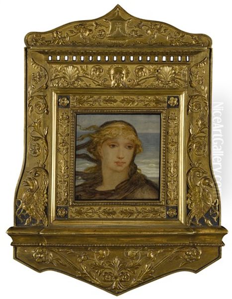 Small Ideal Head Oil Painting by Elihu Vedder