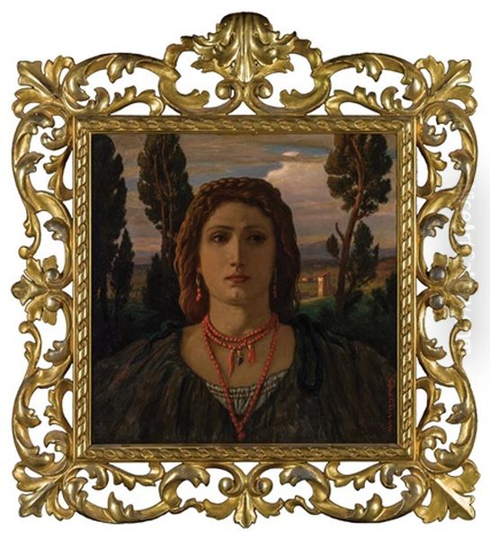 The Coral Necklace, Italy Oil Painting by Elihu Vedder