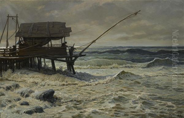 Off Pier Head, Viareggio, Italy by Elihu Vedder