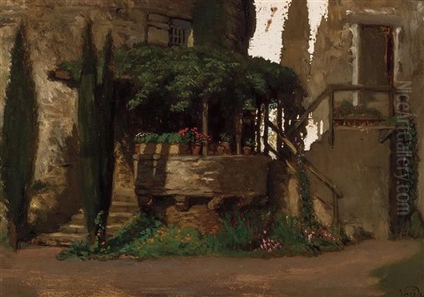 Vitre - Old Bastion And Pergola Oil Painting by Elihu Vedder