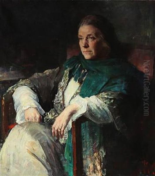 Dameportraet Oil Painting by Herman Albert Gude Vedel