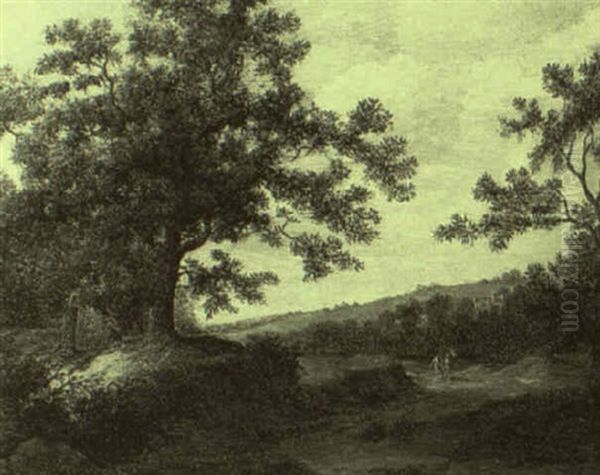 Wooded Landscape With Horseman On A Path Oil Painting by Balthasar Van Der Veen