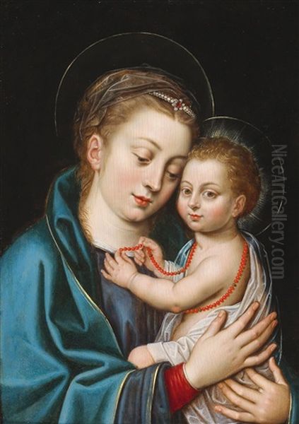 Madonna And Child Oil Painting by Otto Octavius van Veen