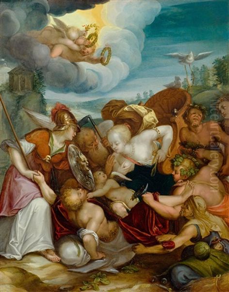 Allegory Of The Temptation Of Youth Oil Painting by Otto Octavius van Veen