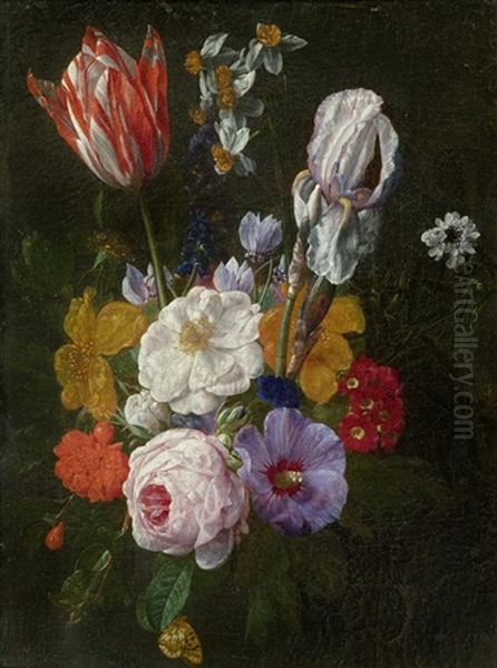 Blumenbouquet Mit Rosen Und Tulpen Oil Painting by Nicolaes van Veerendael