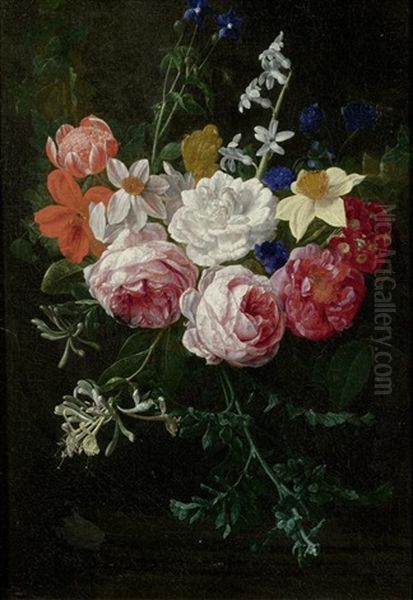 Blumenbouquet Mit Rosen Und Tulpen by Nicolaes van Veerendael