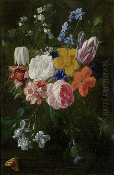 Blumenbouquet Mit Rosen Und Tulpen Oil Painting by Nicolaes van Veerendael