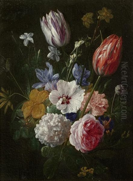 Blumenbouquet Mit Rosen Und Tulpen Oil Painting by Nicolaes van Veerendael