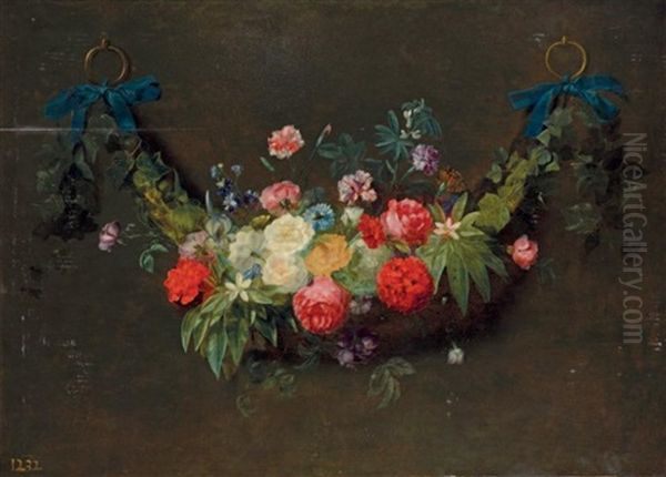 Guirlande De Fleurs Oil Painting by Nicolaes van Veerendael