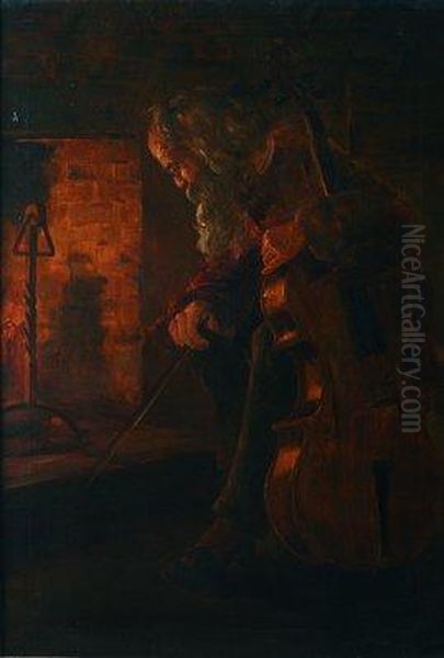 El Violonchelista Oil Painting by Hugo Breul