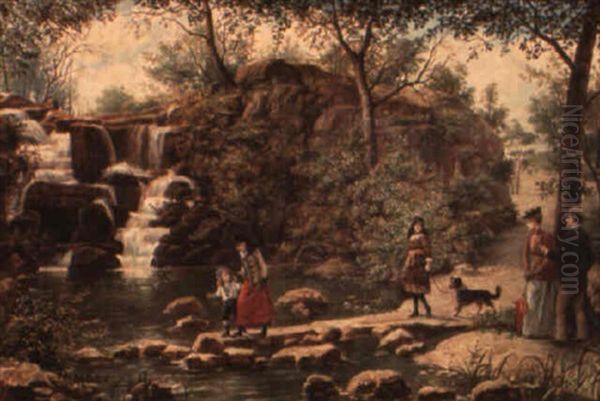 Virginia Falls Windsor Great(?) Park Oil Painting by Pedro Vega Y Munoz