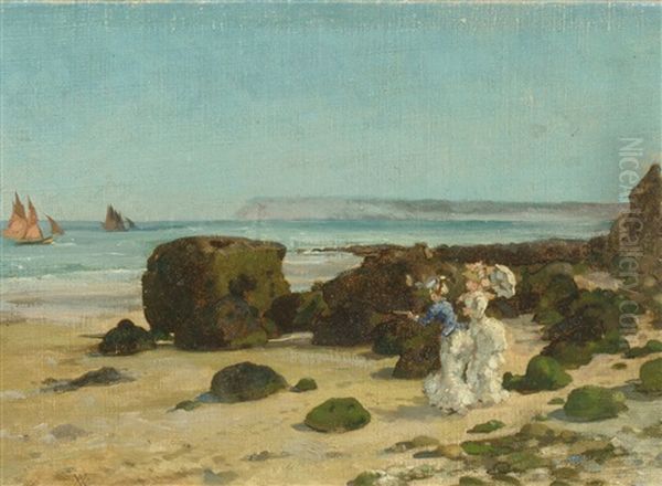 Bord De Mer Oil Painting by Auguste Louis Veillon