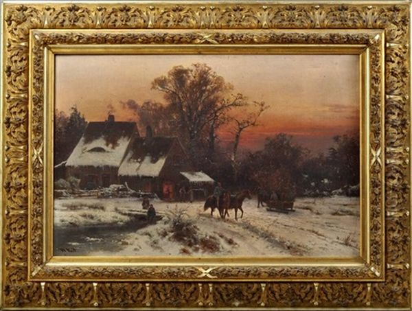 Schmiede Im Winter Oil Painting by Hugo Veit