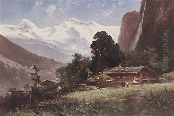 Im Lauterbrunner Tal, Schweiz Oil Painting by Hugo Veit