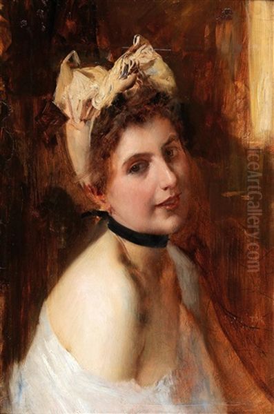 Viennese Girl Oil Painting by Eduard Veith