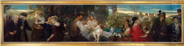 Familienfest Oil Painting by Eduard Veith