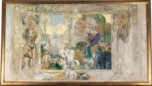 Skizze Fur Einen Gobelin Oil Painting by Eduard Veith