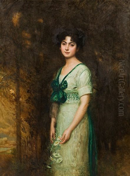 Portrait Of A Woman Oil Painting by Eduard Veith