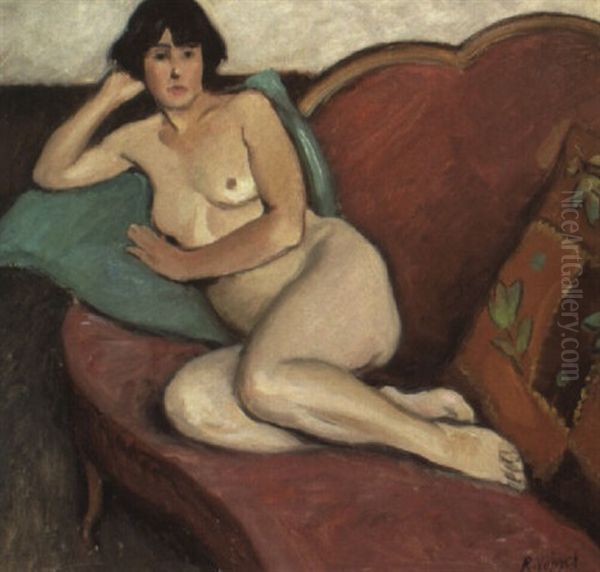 Akt Auf Dem Sofa Oil Painting by Rudolf Vejrych