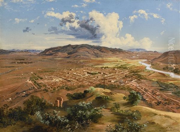 The Valley Of Oaxaca Oil Painting by Jose Maria Velasco