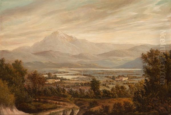 Vista Del Valle De Mexico Con El Volcan Popocatepetl Oil Painting by Jose Maria Velasco