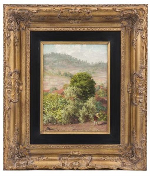 Paisaje Con Caminante Oil Painting by Jose Maria Velasco