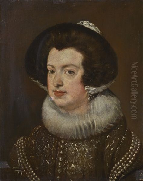 Portrait Of Queen Isabella Of Bourbon (1602-1644) Oil Painting by Diego Velazquez