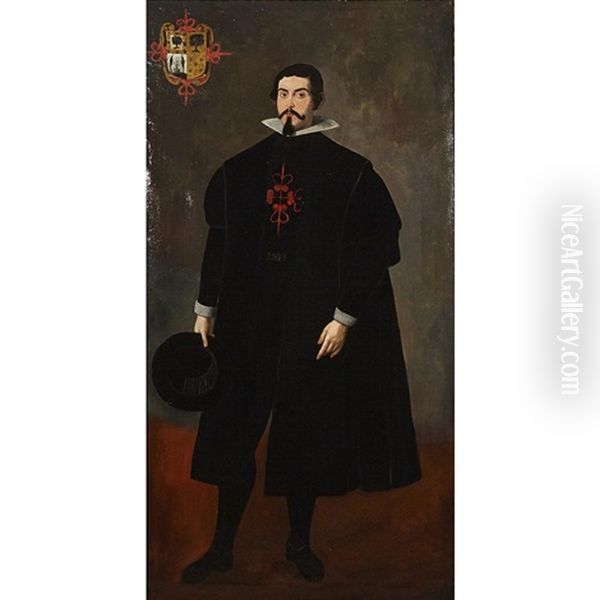 Full Length Portrait Of A Knight, With The Red Cross Of The Order Of Calatrava (spanish Military) Oil Painting by Diego Velazquez