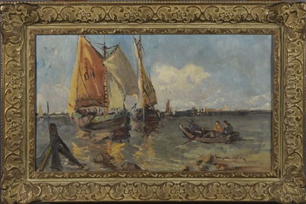 Le Depart Des Pecheurs Oil Painting by Jan van de Velde II