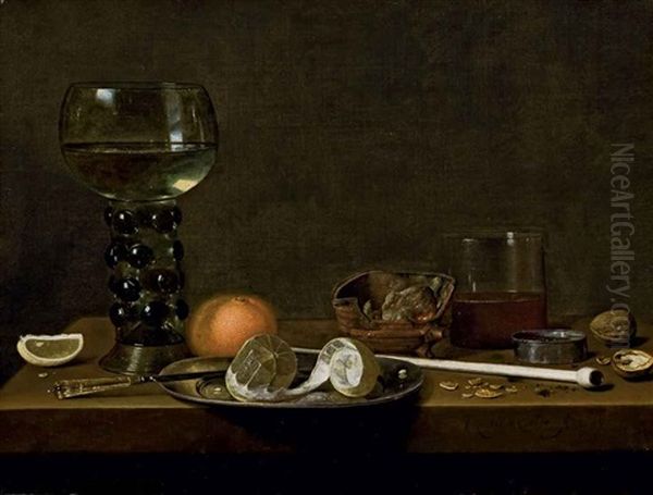 Roemer, Citron Pele, Orange Et Divers Objets Poses Sur Une Table Oil Painting by Jan van de Velde III