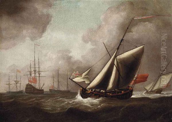 Shipping In Choppy Waters Oil Painting by Willem van de Velde III