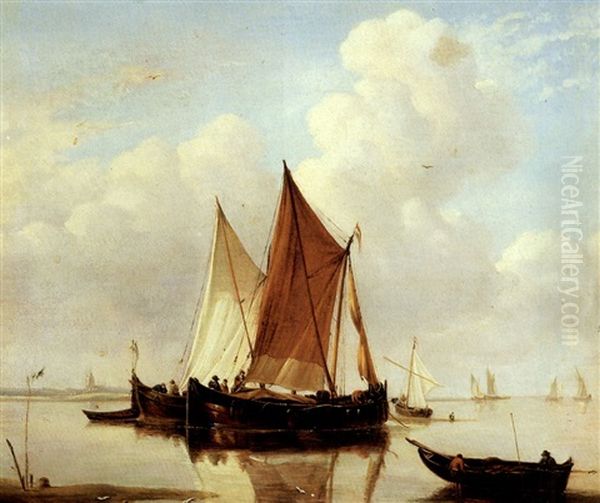 Dutch Fishing Boats Oil Painting by Willem van de Velde III