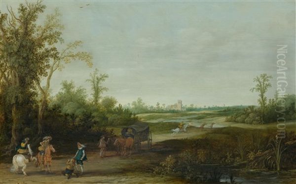 Landscape Scene With A Robbery Oil Painting by Esaias van de Velde the Elder