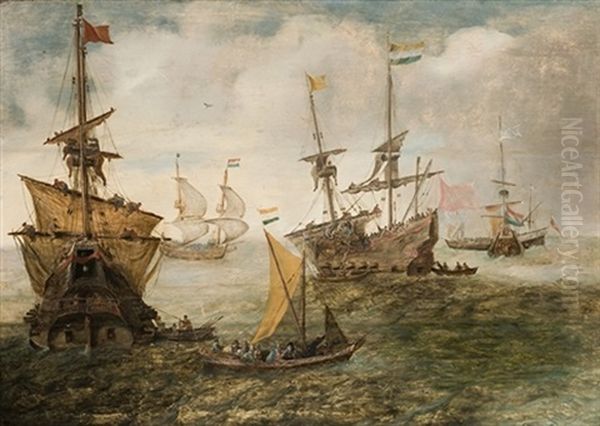 Navios Holandeses Maniobrando Oil Painting by Willem van de Velde the Elder