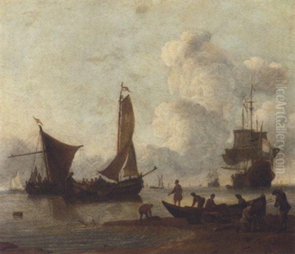 A Sea Piece Oil Painting by Willem van de Velde the Elder